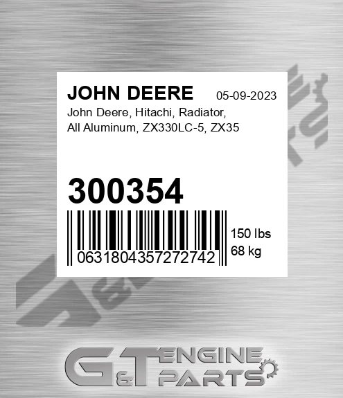 300354 , Hitachi, Radiator, All Aluminum, Zx330lc-5, Zx35 for JOHN DEERE