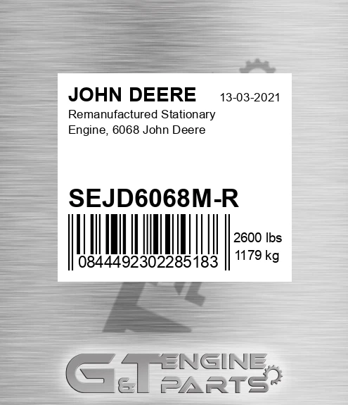 SEJD6068M-R Remanufactured Stationary Engine, 6068 for JOHN DEERE