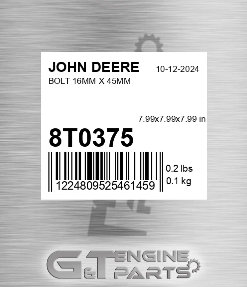 8T0375 JOHN DEERE Bolt 16mm X 45mm