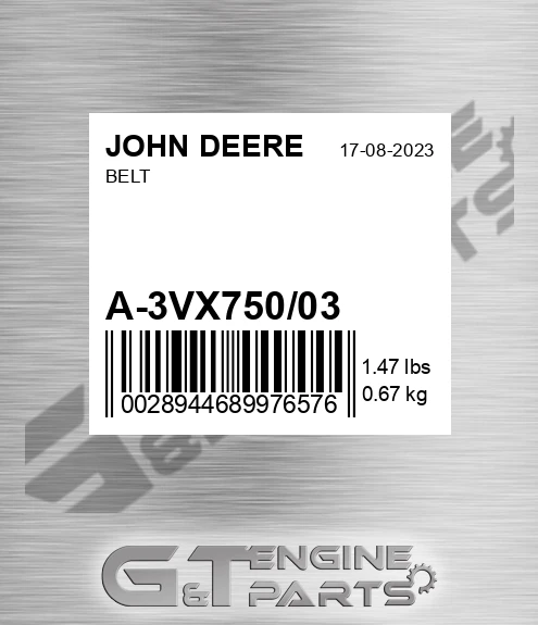 A-3VX750/03 Belt for JOHN DEERE