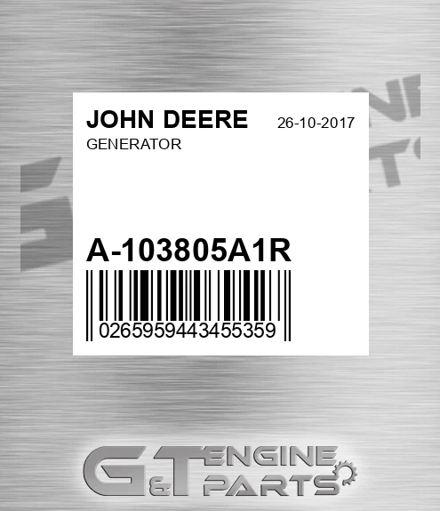 A-103805A1R Generator for JOHN DEERE