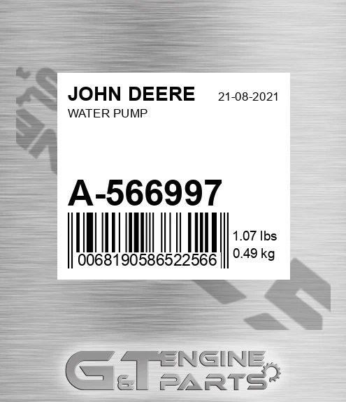 A-566997 Water Pump for JOHN DEERE