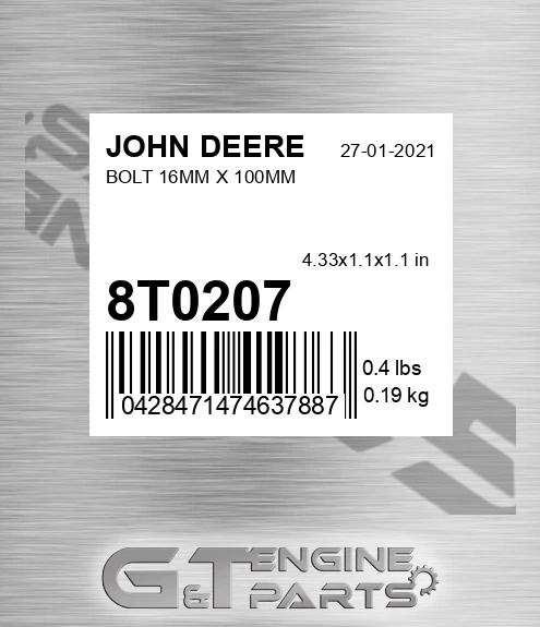 8T0207 Bolt 16mm X 100mm