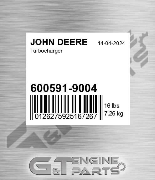 600591-9004 Turbocharger for JOHN DEERE