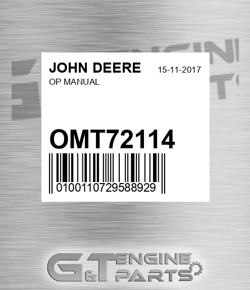 OMT72114 Op Manual for JOHN DEERE