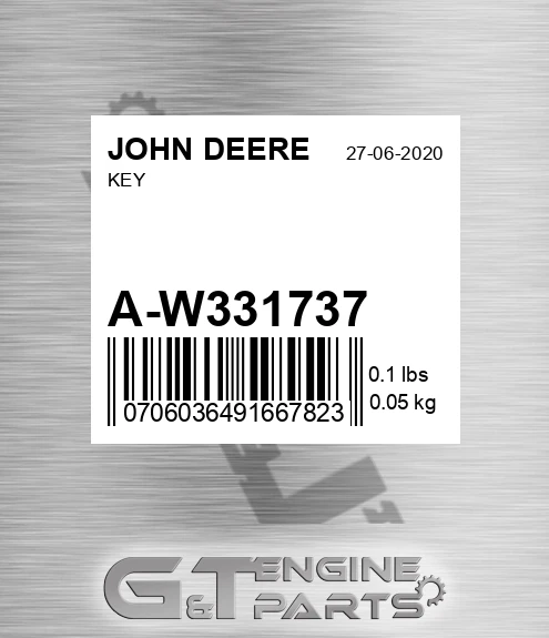 A-W331737 Key for JOHN DEERE