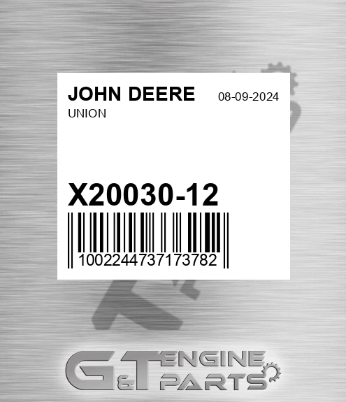 X20030-12 Union for JOHN DEERE