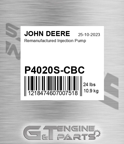 P4020S-CBC Remanufactured Injection Pump for JOHN DEERE