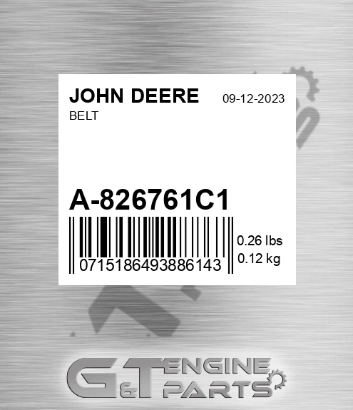 A-826761C1 Belt for JOHN DEERE