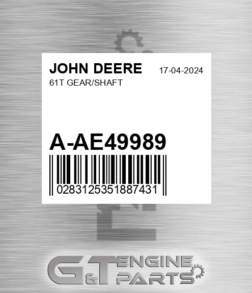 A-AE49989 61t Gear/shaft for JOHN DEERE