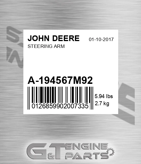 A-194567M92 Steering Arm for JOHN DEERE