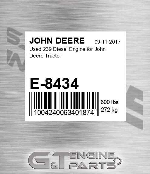 E-8434 Used 239 Diesel Engine For Tractor for JOHN DEERE