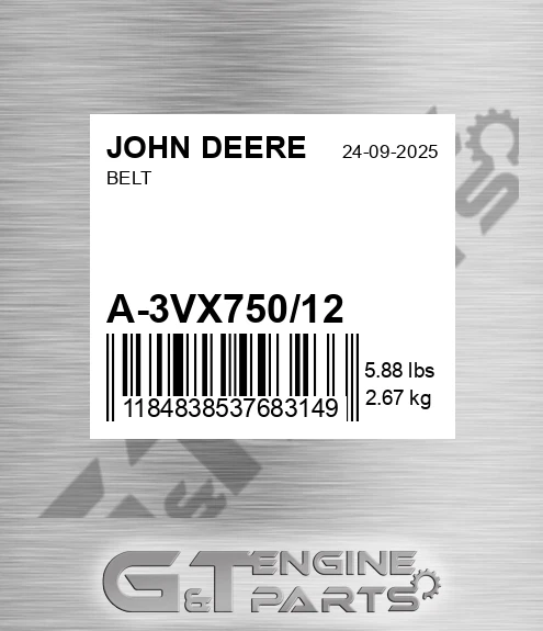 A-3VX750/12 Belt for JOHN DEERE