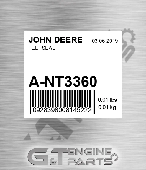 A-NT3360 Felt Seal for JOHN DEERE