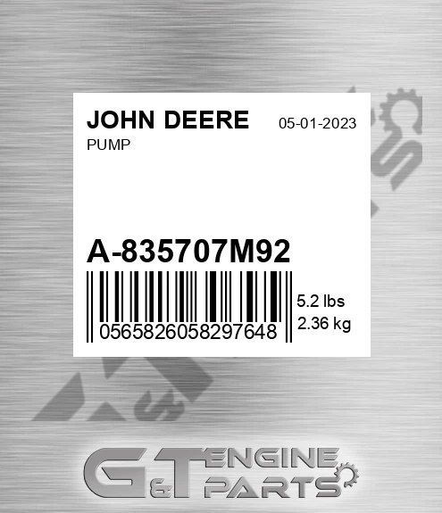 A-835707M92 Pump for JOHN DEERE