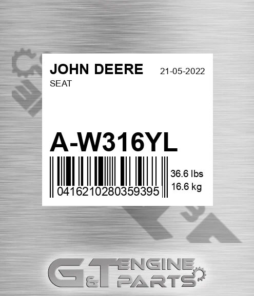 A-W316YL Seat for JOHN DEERE