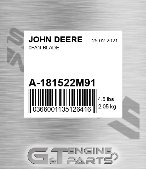 A-181522M91 0fan Blade for JOHN DEERE