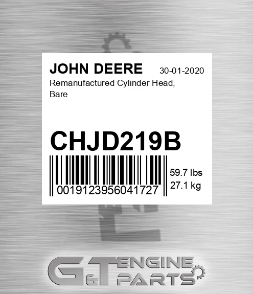 CHJD219B Remanufactured Cylinder Head, Bare for JOHN DEERE