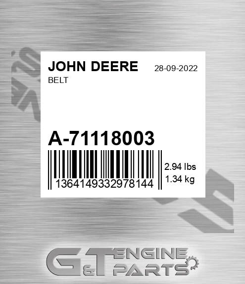 A-71118003 Belt for JOHN DEERE