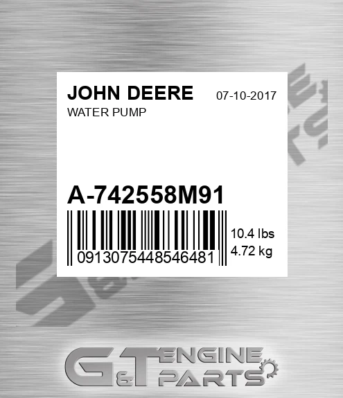 A-742558M91 Water Pump for JOHN DEERE