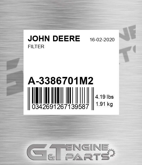 A-3386701M2 Filter for JOHN DEERE