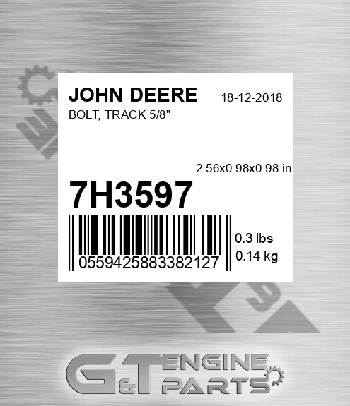 7H3597 JOHN DEERE Bolt, Track 5/8"