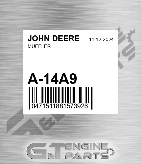 A-14A9 Muffler for JOHN DEERE