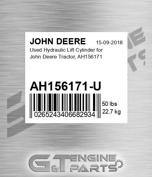 AH156171-U Used Hydraulic Lift Cylinder For Tractor, Ah156171 for JOHN DEERE