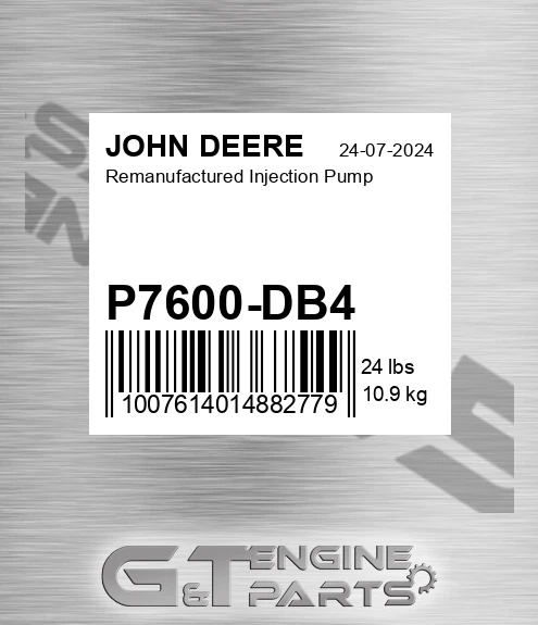 P7600-DB4 Remanufactured Injection Pump for JOHN DEERE
