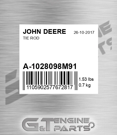 A-1028098M91 Tie Rod for JOHN DEERE