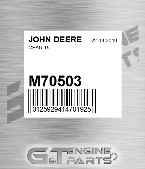 M70503 Gear 15t for JOHN DEERE