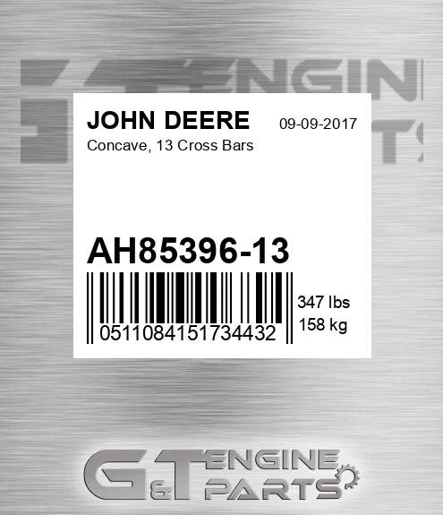 AH85396-13 Concave, 13 Cross Bars for JOHN DEERE