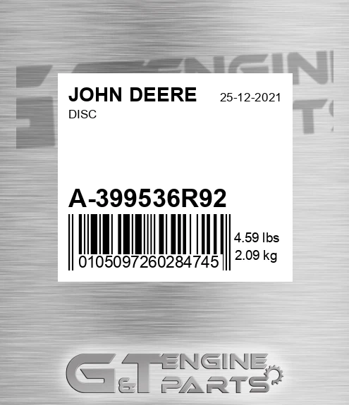 A-399536R92 Disc for JOHN DEERE