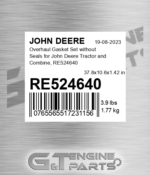 RE524640 Overhaul Gasket Set Without Seals For Tractor And Combine,