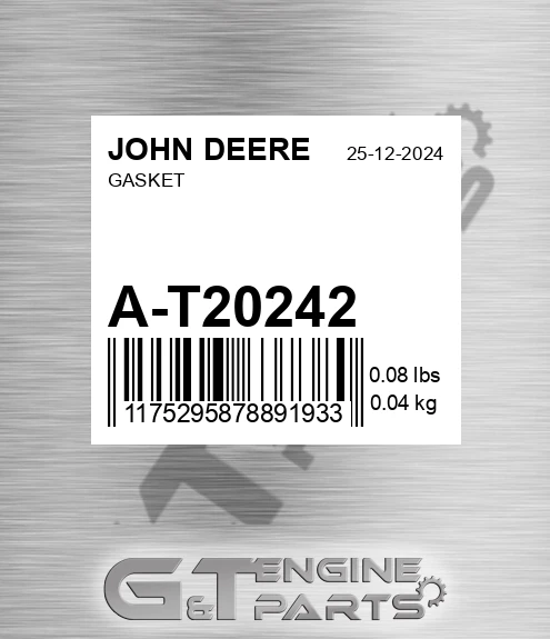 A-T20242 Gasket for JOHN DEERE
