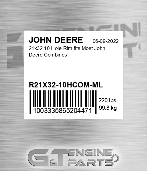 R21X32-10HCOM-ML 21x32 10 Hole Rim Fits Most Combines for JOHN DEERE