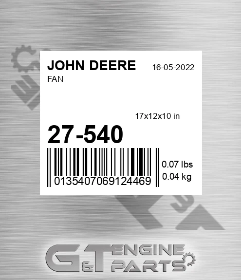 27-540 Fan for JOHN DEERE