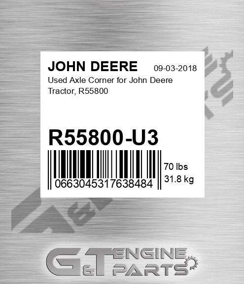 R55800-U3 Used Axle Corner For Tractor, R55800 for JOHN DEERE