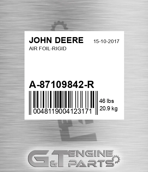 A-87109842-R Air Foil-rigid for JOHN DEERE