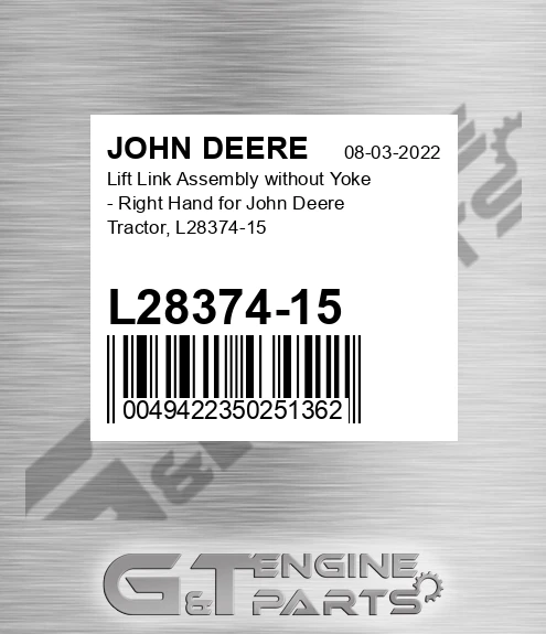 L28374-15 Lift Link Assembly Without Yoke - Right Hand For Tractor, for JOHN DEERE