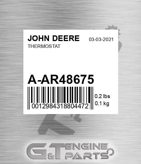A-AR48675 Thermostat for JOHN DEERE