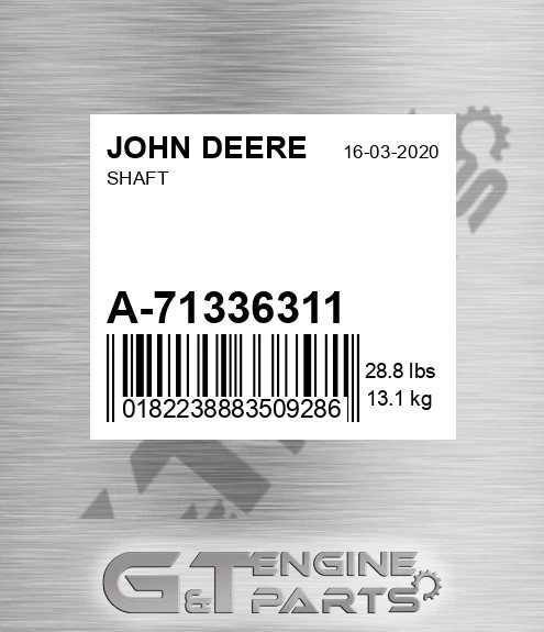 A-71336311 Shaft for JOHN DEERE