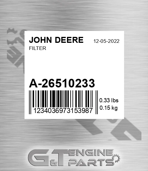 A-26510233 Filter for JOHN DEERE