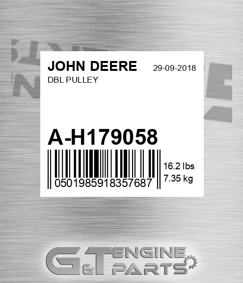 A-H179058 Dbl Pulley for JOHN DEERE
