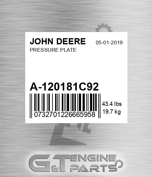 A-120181C92 Pressure Plate for JOHN DEERE