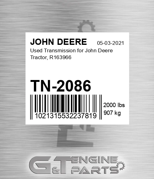 TN-2086 Used Transmission For Tractor, R163966 for JOHN DEERE