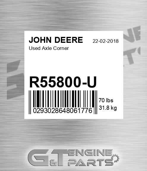 R55800-U Used Axle Corner for JOHN DEERE