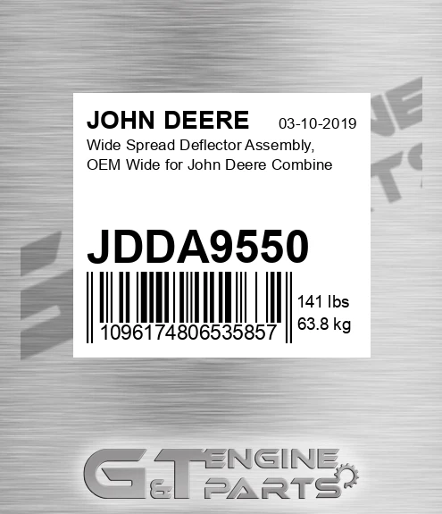 JDDA9550 Wide Spread Deflector Assembly, Oem Wide For Combine for JOHN DEERE