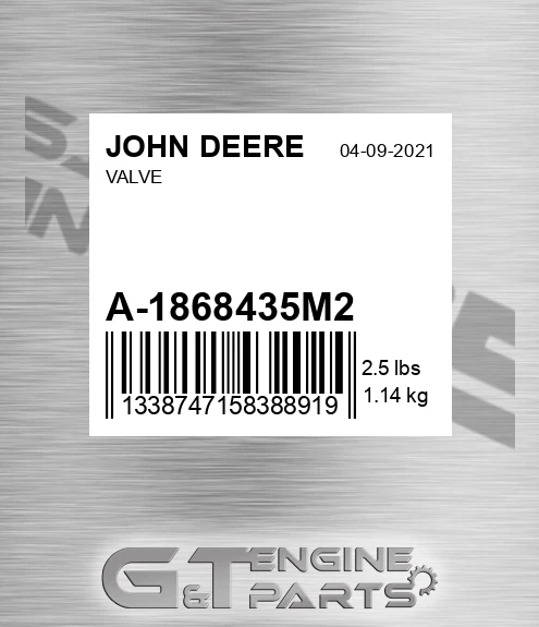 A-1868435M2 Valve for JOHN DEERE