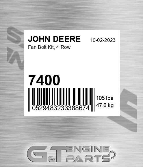7400 JOHN DEERE Fan Bolt Kit, 4 Row